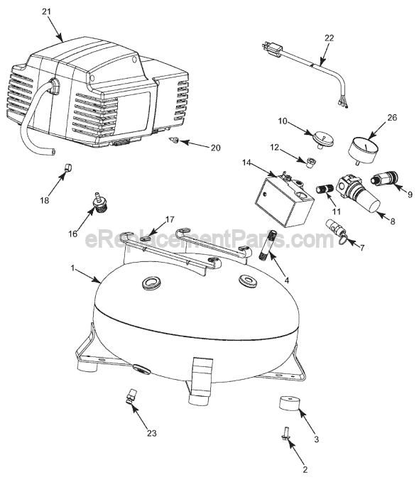 Page A Diagram and Parts List for CPFAC2600P Type 2 Porter Cable Compressor